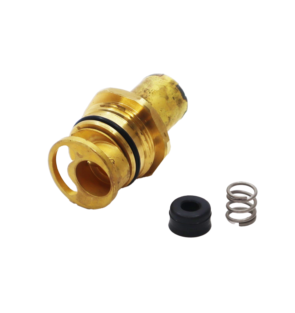 Brass assembly with black o-ring black rubber seat stainless spring.