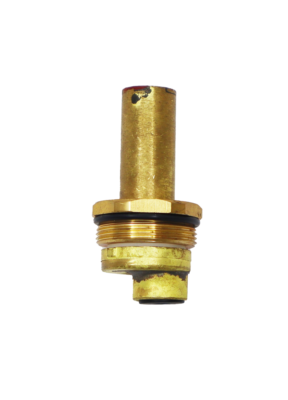 Bright brass stem with black rubber o-ring with black washer.