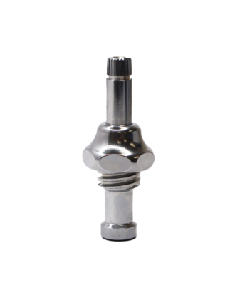 Bright polished chrome plated stem and bonnet nut with black rubber washer on the bottom.