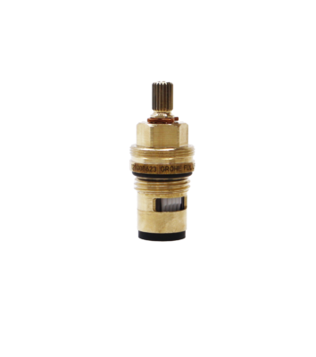 Bright brass cartridge with black rubbero-ring and washer with white ceramic discs.