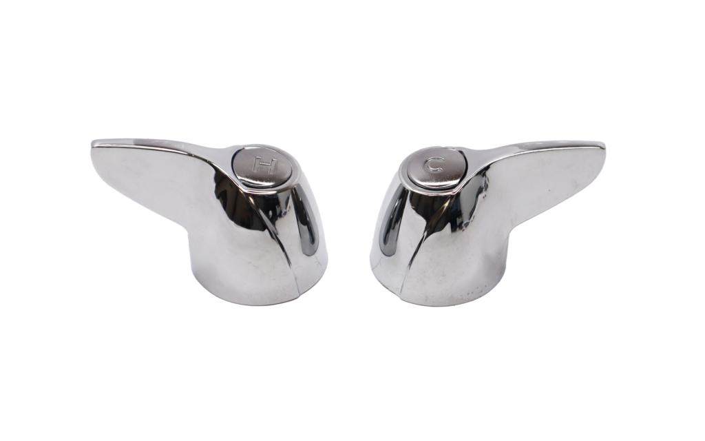 Bright polished chrome canopy handles with index buttons.