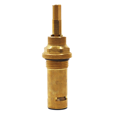 Bright brass cartridge with black rubber o-ring and white ceramic discs.