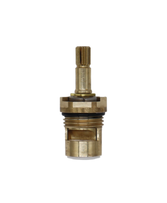 Bright brass cartridge with metal clip black oring white ceramic discs and white bottom washer.