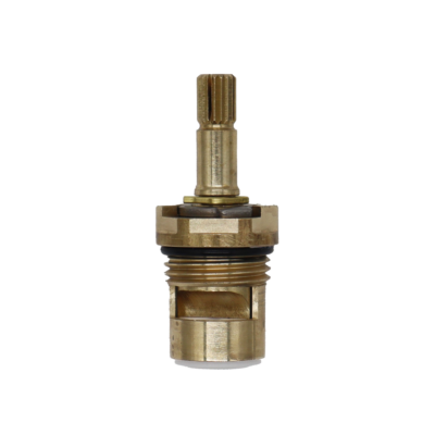 Bright brass cartridge with metal clip black oring white ceramic discs and white bottom washer.