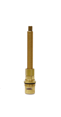 Bright brass cartridge and threaded nipple black oring white ceramic discs and white bottom seal.