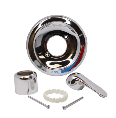 Polished chrome handle escutcheon and sleeve stainless screws and plastic adapter.