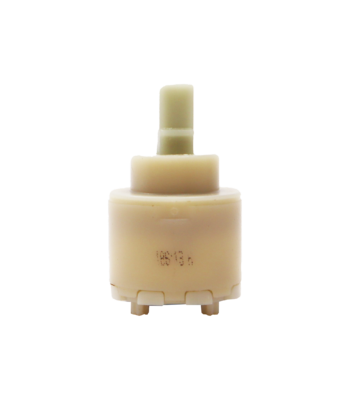 Tan plastic cartridge with square handle connection blue rubber seals.