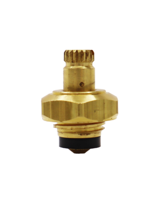 Short brass stem with black washer on the bottom for proper seal.