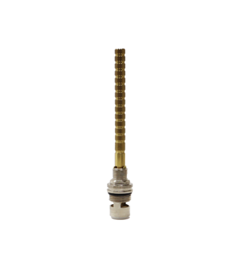 Polshied brass cartridge with long brass stem and white ceramic discs.