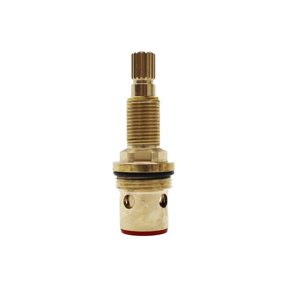 Bright brass cartridge with black rubber o-ring and rubber washer.