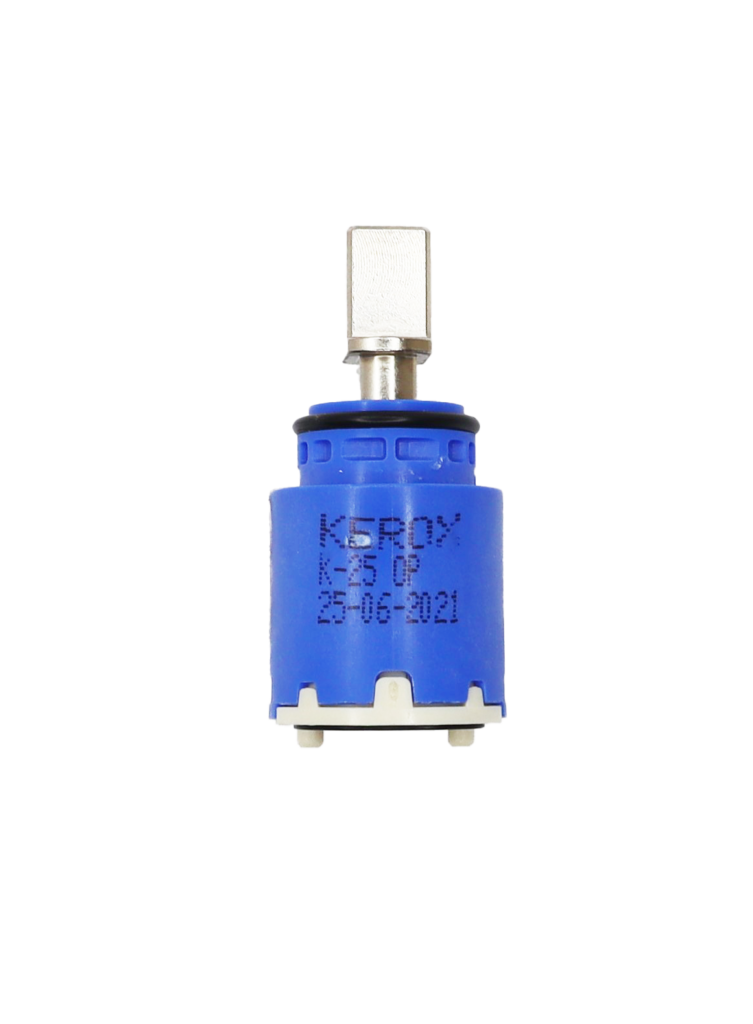Bright blue plastic cartridge with stainless handle connection with black oring.