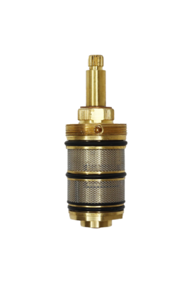 Bright brass cartridge with black rubber o-rings stainless sides and copper thermo.
