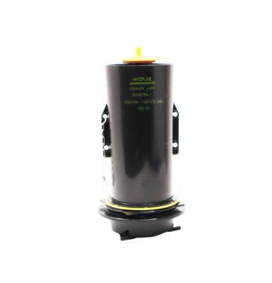 Black plastic body with bright yellow cap and black rubber seals.