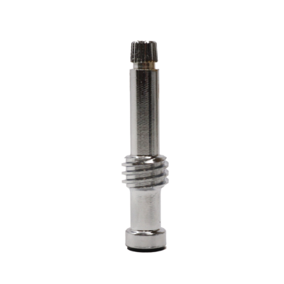 Polished chrome stem with black rubber washer with brass screw.