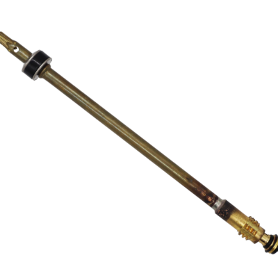 Bright brass stem with brass screw black rubber washers stainless spring and metal washers.