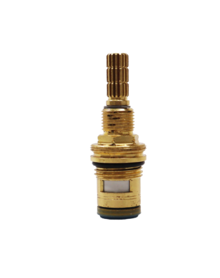 Brass cartridge with black rubber o-ring and blue washer.