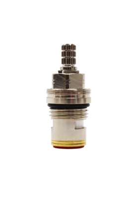 Polished chrome cartridte bodu with black rubber o-ring brass retainer cup and rubber bottom seal.