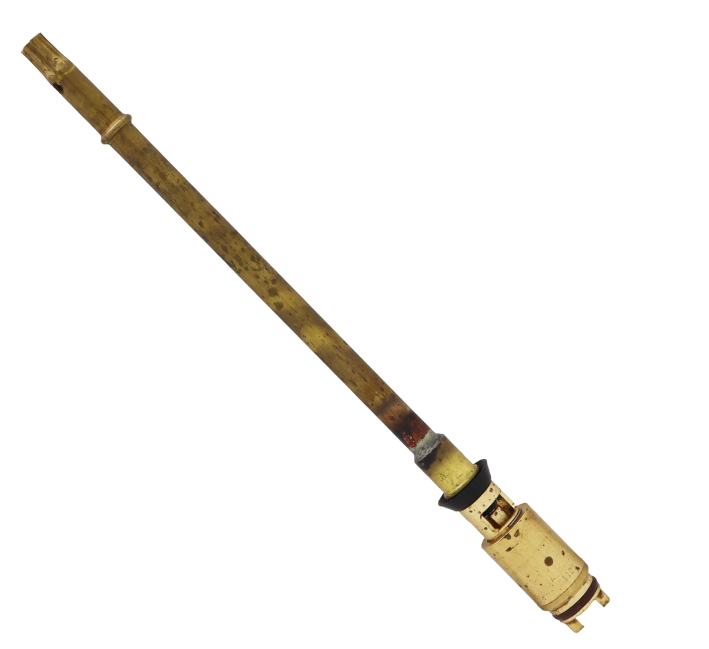Bright brass stem with black rubber o-rings and washer seals.