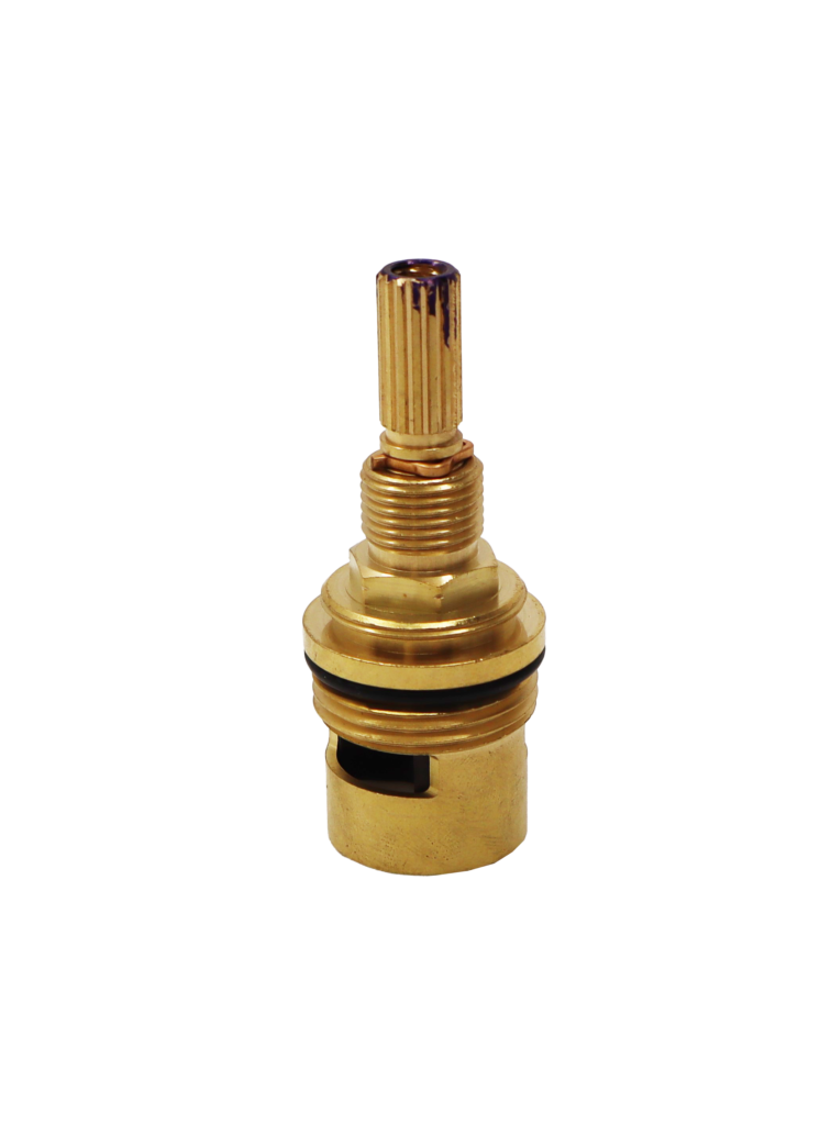 Bright brass cartridge with black rubber o-ring and bottom seal.