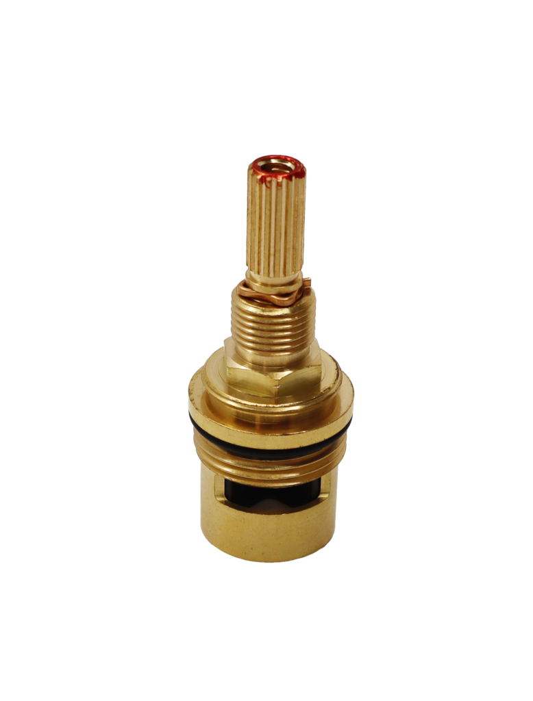 Bright brass cartridge with black rubber o-ring and bottom seal.