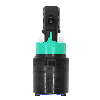 Full front view of the green and black 25 mm cartridge.