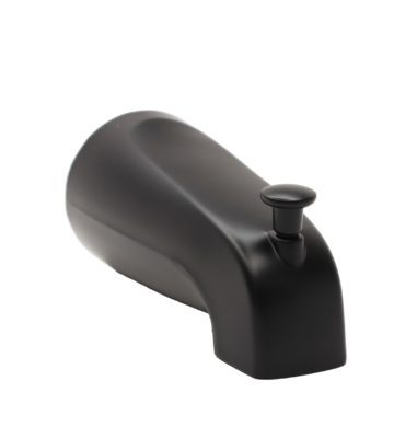 Matte black spout with pull up diverter.