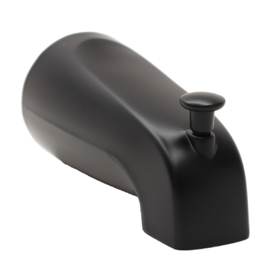Matte black spout with pull up diverter.