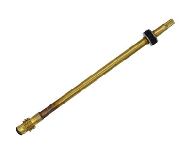 Bright brass stem with brass screw black rubber washers and stainless metal washers.
