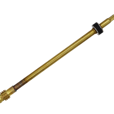 Bright brass stem with brass screw black rubber washers and stainless metal washers.