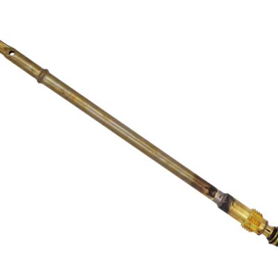 Bright brass stem with brass screw black rubber washers black rubber o-ring and stainless spring.