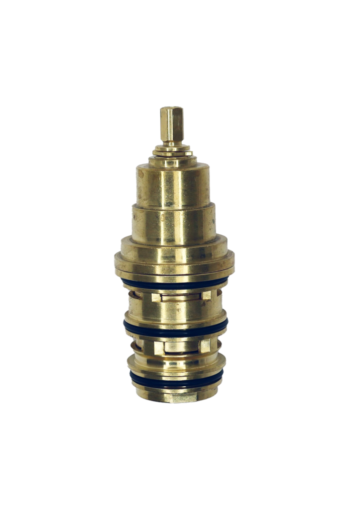 Bright brass cartridge with black rubber orings and copper thermo.