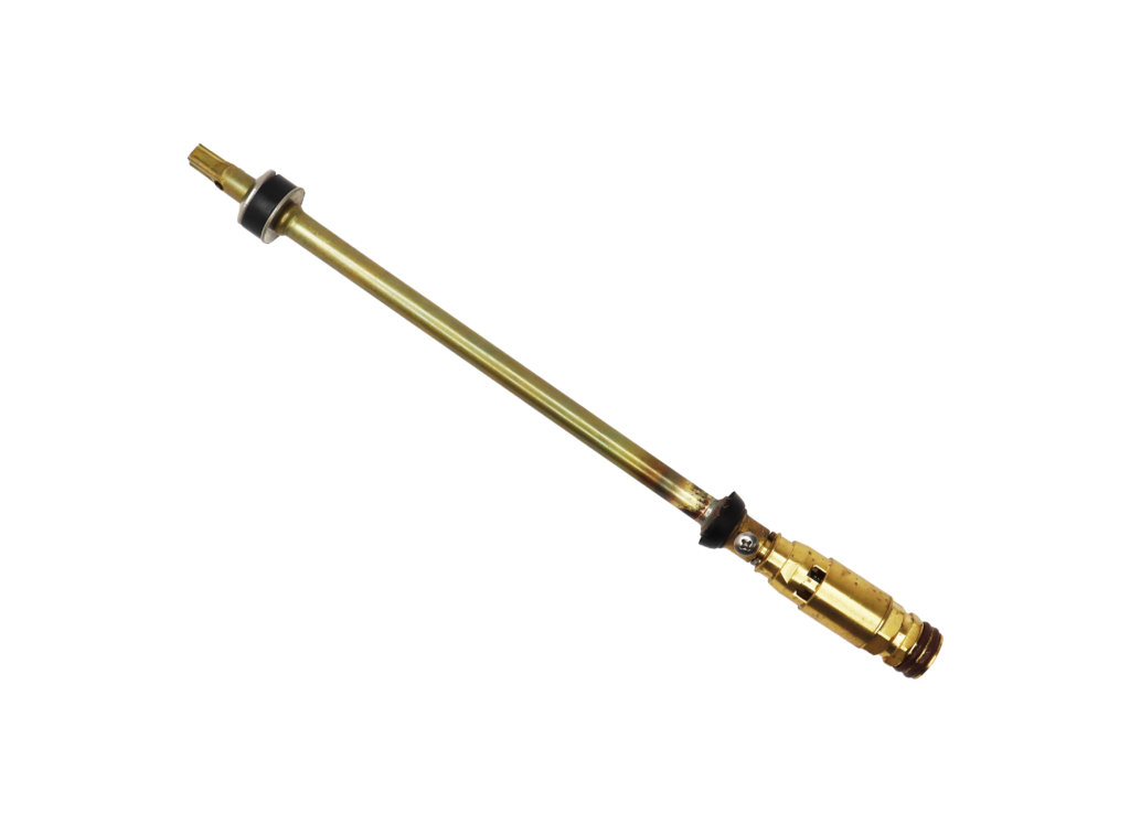 Brass stem unit with black rubber washers and seals.