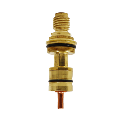 Bright brass cartridge with black rubber o-rings and copper thermo.