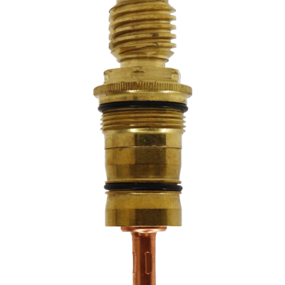 Bright brass cartridge with black rubber o-rings and copper thermo.