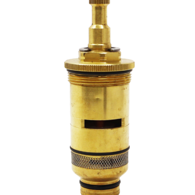Bright brass cartridge with stainless steel screen black rubber o-rings and copper thermo.
