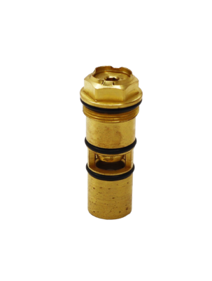 Bright brass stop with black rubber o-rings.