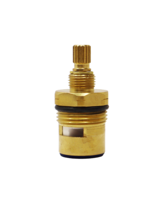 Bright brass cartridge with black oring and white ceramic discs.
