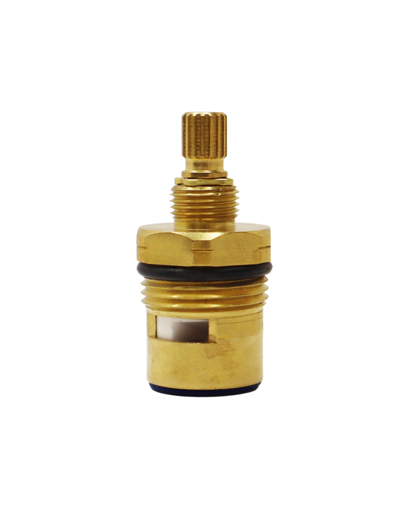 Bright brass cartridge with black oring and white ceramic discs.