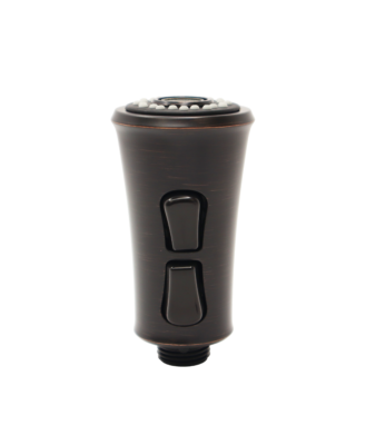 Tuscan bronze sprayhead with 2 black rubber buttons with grey and black spray face.