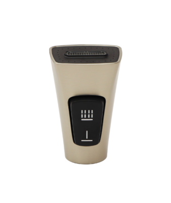 Vibrant stainlesss spray head with blac dual function rubber button.