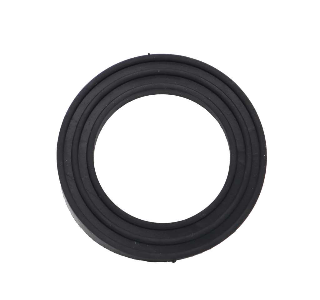 Black rubber gasket that is slight beveled for tight seal with the tub.