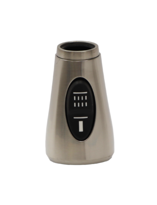 Stainless steel sprayhead with black rubber dual function spray button.