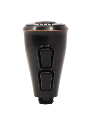 Vibrant bronze sprayhead with dual control butons.