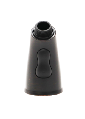 Vibrant tuscan bronze sprayhead with black dual function spray button.