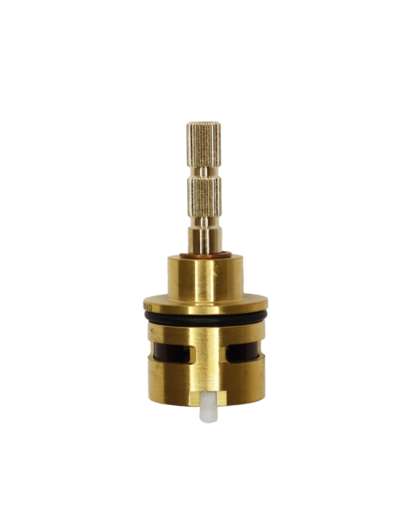 Bright brass cartrdige with black rubber rings and ceramic discs.
