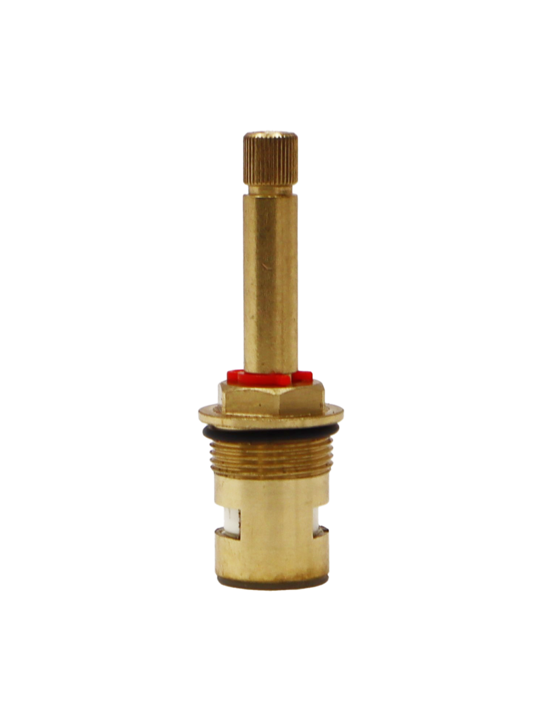 Bright brass stem with red index ceramic discs and rubber bottom for proper seal.