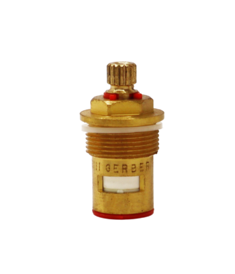 Short brass ceramic cartridge with red index and red washer on the bottom.