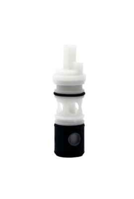 Bright white plastic cartridge with black rubber o-ring and bottom boot.