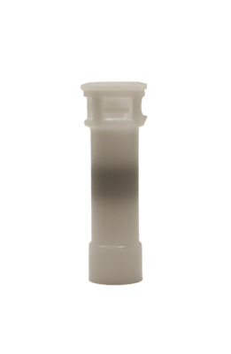 White plastic quick connect with blue internal check valve.