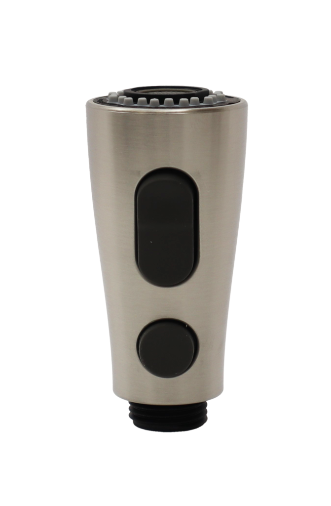 Kohler simplice stainless steel spray head front view.